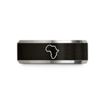 birthday present ideas girls – black & silver tungsten africa stamp wedding band