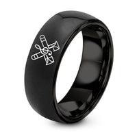 18th Birthday Gifts for Girls – black tungsten crossed trombones ring