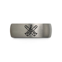 special birthday rings girls – silver tungsten crossed trombones wedding band