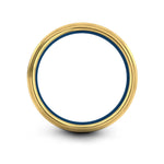 best presents for her – hook heart anchor engraving on gold & blue & silver tungsten wedding band