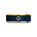 unique teen girl presents – gold & blue tungsten hook heart anchor wedding band