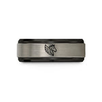 personalized birthday rings – black & blue & gray tungsten pegasus wedding band
