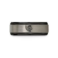personalized birthday rings – black & blue & gray tungsten pegasus wedding band