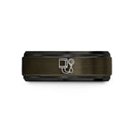 custom wedding rings sets – gunmetal & black tungsten blood pressure cuff wedding band
