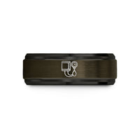 custom wedding rings sets – gunmetal & black tungsten blood pressure cuff wedding band