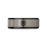unique anniversary present ideas – black & grey tungsten edelweiss alps wedding band