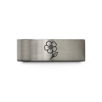 unique present ideas her – blue & silver tungsten forget me not bloom wedding band