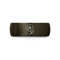 tungsten wedding bands unisex – gunmetal & black tungsten forget me not bloom wedding band