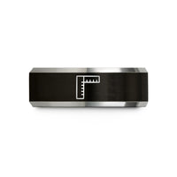 custom rings for anniversaries – black & gray tungsten instrument plug wedding band