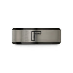 unique present for her – black & gray tungsten instrument plug wedding band