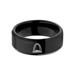 personalized baby presents – black tungsten gateway arch wedding band