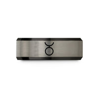 personalized kids ring options – black & blue & gray tungsten uranus sigil wedding band