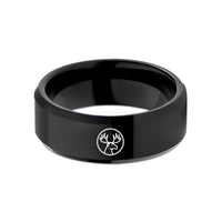 tungsten rings for couples – black tungsten moose antlers circle wedding band