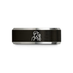unique presents for couples – black & gray tungsten plumber silhouette wedding band