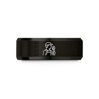personalized couple present ideas – black tungsten plumber silhouette wedding band