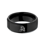 romantic presents for couples – black tungsten plumber silhouette wedding band