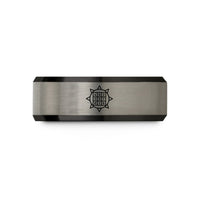 anniversary presents for him – black & blue & grey tungsten sun square wedding band