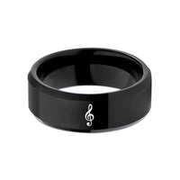 romantic presents for couples – black tungsten treble clef wedding band