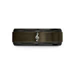 romantic presents for couples – gunmetal & black tungsten treble clef wedding band