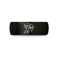 personalized presents for men – black tungsten cupid silhouette bow wedding band
