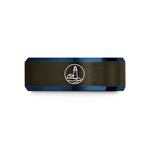 engraved presents for him – gunmetal & blue tungsten portland light wedding band