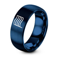 1st Gift Anniversaries for Him – blue tungsten thin trans stripes ring
