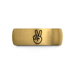 personalized rings for wife – gold & gray tungsten peace hand wedding band