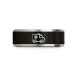 anniversary present for husband – black & gray tungsten ambulance wedding band