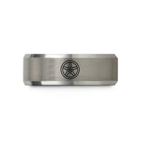 unique presents for men – black & gray tungsten spoke wheel wedding band