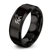 men's personalized wedding band – black tungsten trotting horse ring