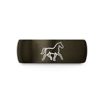 men's personalized wedding band – gunmetal & black tungsten trotting horse wedding band