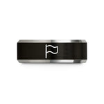 tungsten wedding ring men – black & gray tungsten waving flag wedding band