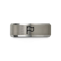 personalized rings for men – black & silver tungsten waving flag wedding band
