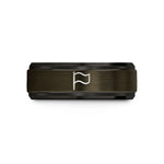 custom men tungsten ring – gunmetal & black tungsten waving flag wedding band