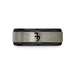 personalized couple present ideas – black & silver tungsten planetary symbol jupiter wedding band