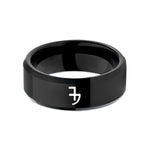 tungsten rings for couples – black tungsten planetary symbol jupiter wedding band