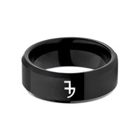 tungsten rings for couples – black tungsten planetary symbol jupiter wedding band