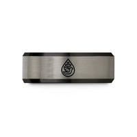 unique wedding anniversary presents – black & gray tungsten teardrop cross dove wedding band