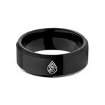 couples anniversary present ideas – black tungsten teardrop cross dove wedding band