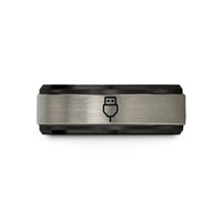 best presents for couples – black & gray tungsten usb plug wedding band