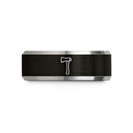 unique anniversary presents – black & silver tungsten flathead fire axe wedding band