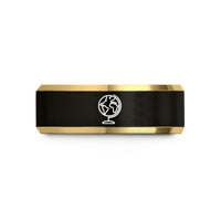 tungsten wedding bands unisex – black & gold tungsten globe wedding band
