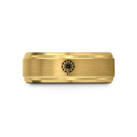 women's engraved wedding band – gold tungsten dandelion seed wedding band