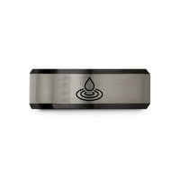 tungsten carbide wedding band – black & gray tungsten water drop wedding band