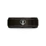 unique couple ring designs – black & rose gold tungsten dna strand heart wedding band
