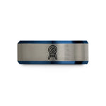 personalized presents for couples – black & blue & gray tungsten target stand bullseye wedding band