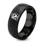 1st Year Gift Anniversary for Her – black tungsten captain bars ring