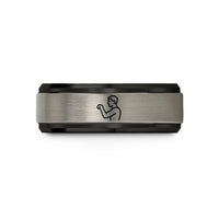 unique presents for couples – black & blue & silver tungsten elbow strike silhouette wedding band