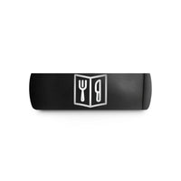 engraved ring for women – black tungsten menu book wedding band