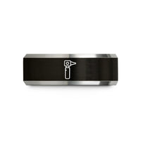 unique presents for her – black & gray tungsten otoscope wedding band